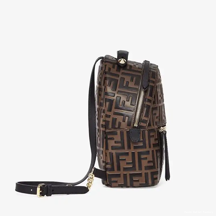 Cheap HOT Nappa Motif FF In Fendi Backpack Leather Brown Mini 0605